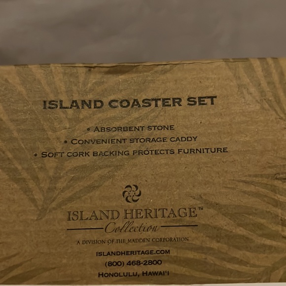 MATSON Island Heritage Collection Set of 4 Stone Coasters with Storage Caddy - Picture 4 of 4